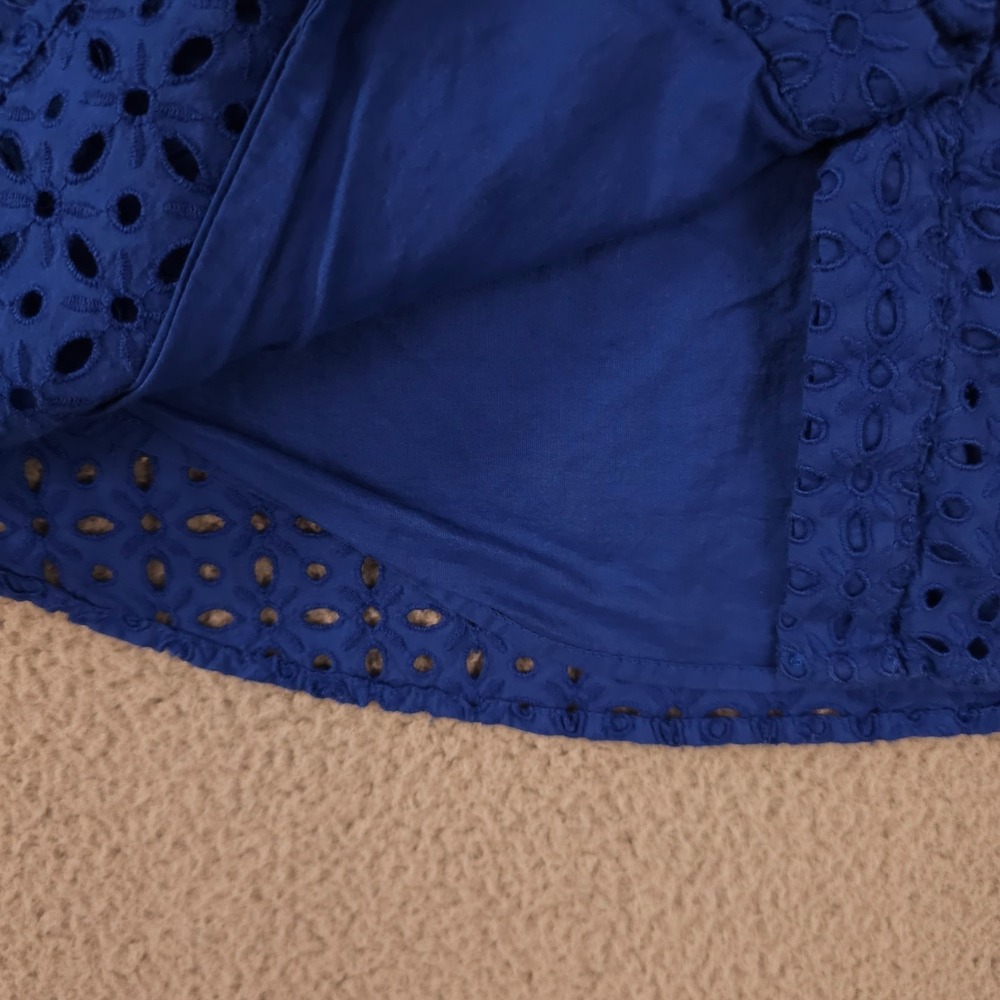Lauren Ralph Lauren Shirt Womens Large Blue Eyelet Off The Shoulder Button Top - Picture 12 of 12
